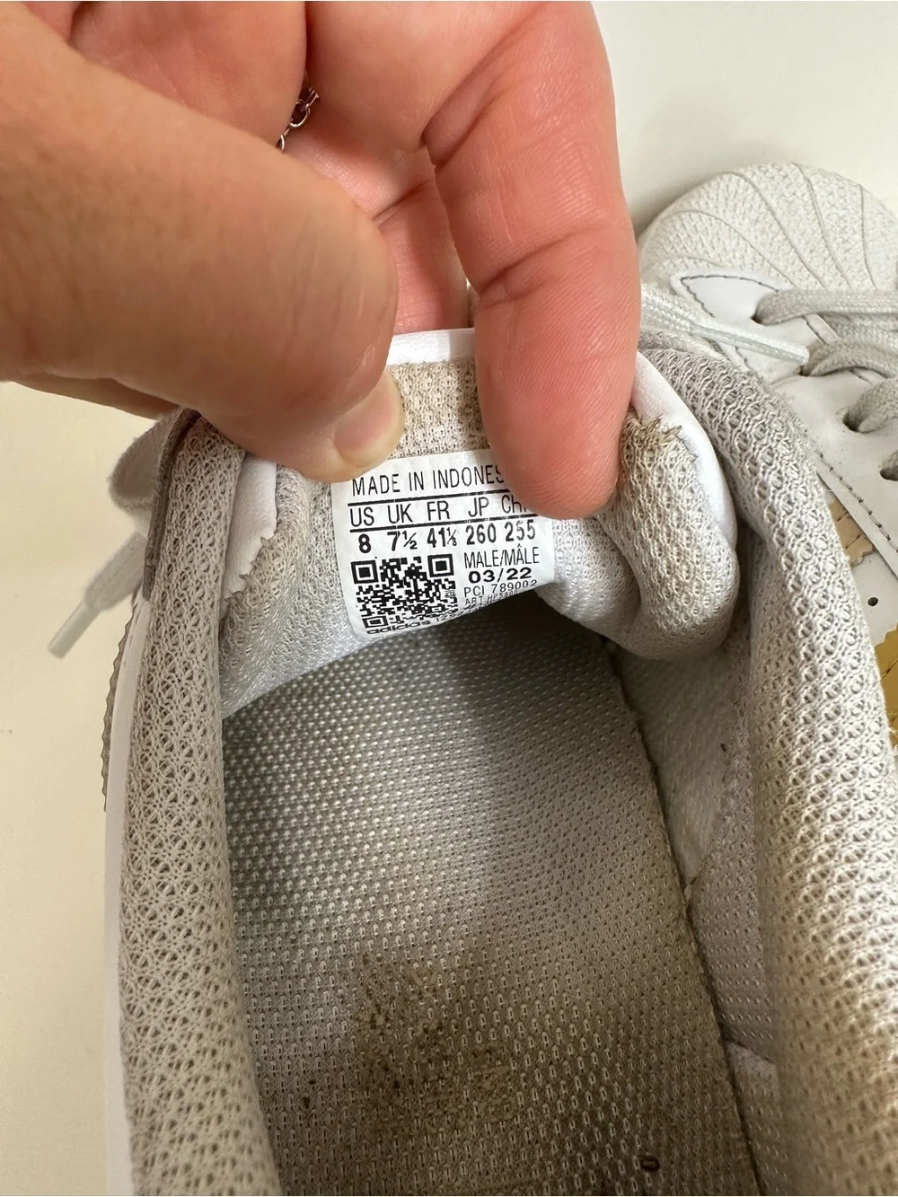 adidas Superstar White Sneakers with Cream, Tan & Mustard Stripes